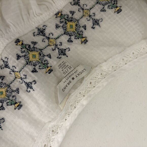 Lucky Brand Tank Top Women's XL Embroidered V-Neck Sleeveless Lace Boho Shirt - Picture 7 of 10